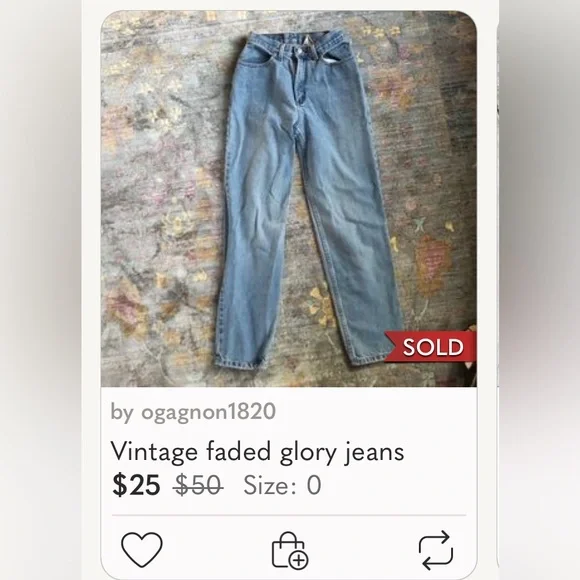⭐️ Faded Glory vintage light wash denim jeans high rise women 12